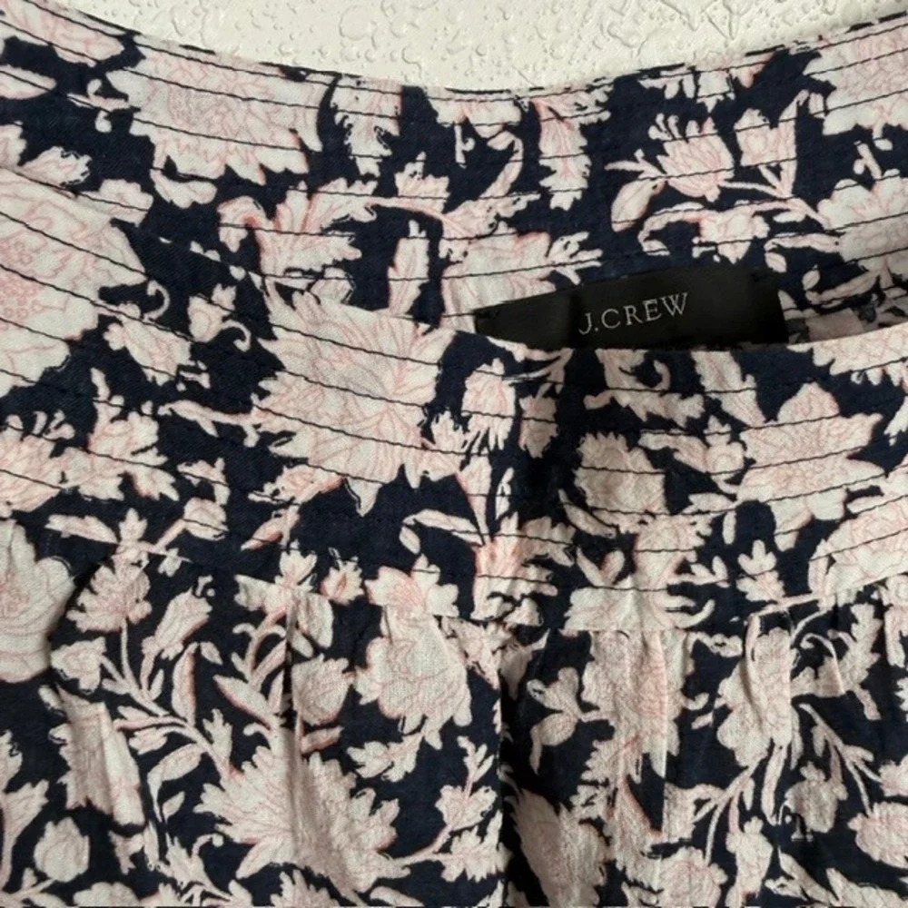 J.Crew Floral Peplum Cami Top Sleeveless Summer Cotton Navy Pink Small